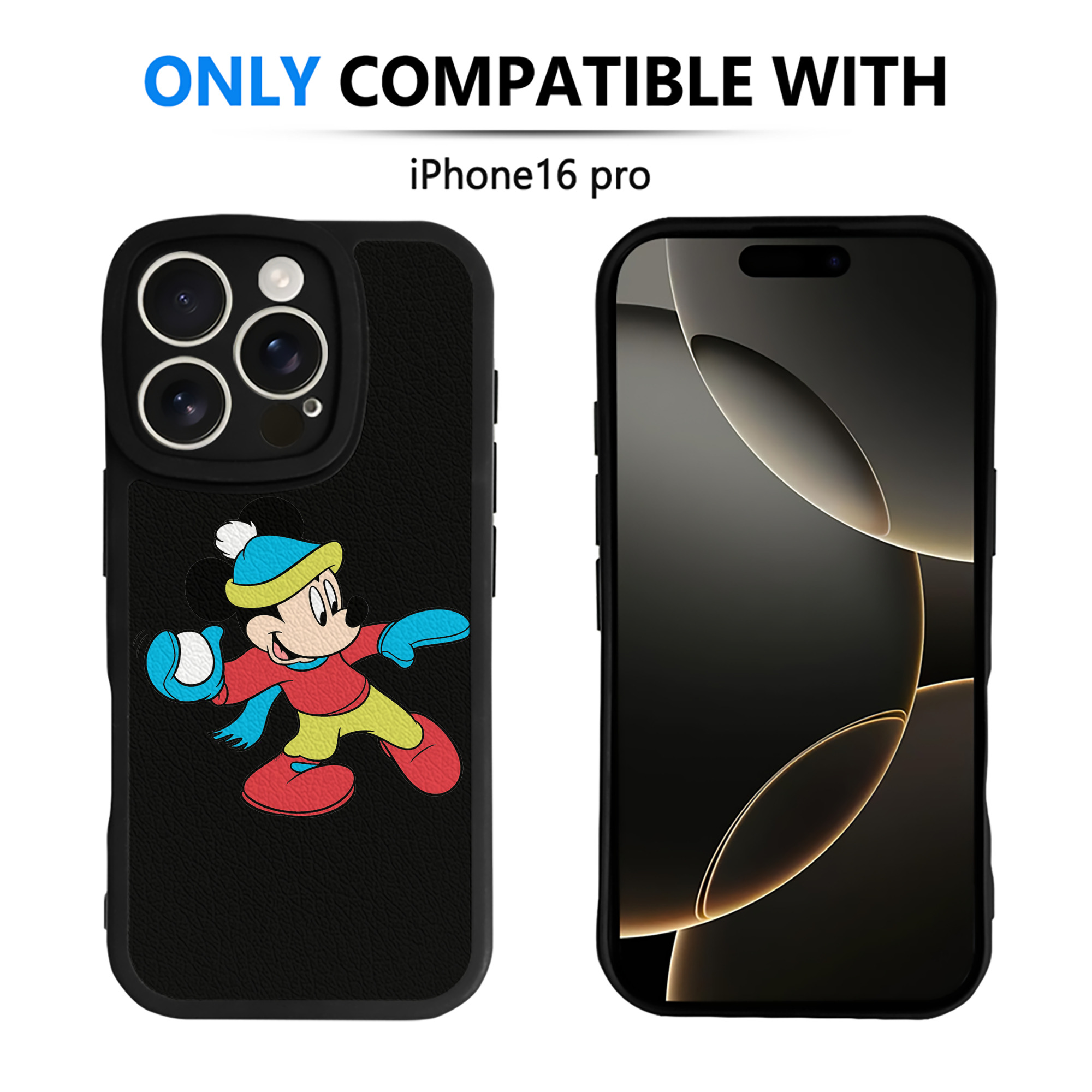 （画像用） ミッキーマウス Mickey Mouse 【iPhone 16シリーズ対応】シリコンスマホケース（レザー調） 材質：シリコン